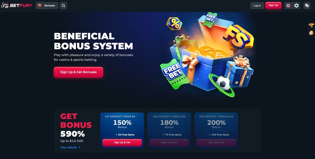 The BetFury bonus page