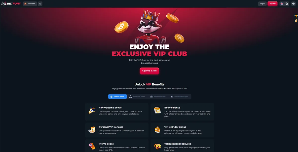 The tiered BetFury VIP programme