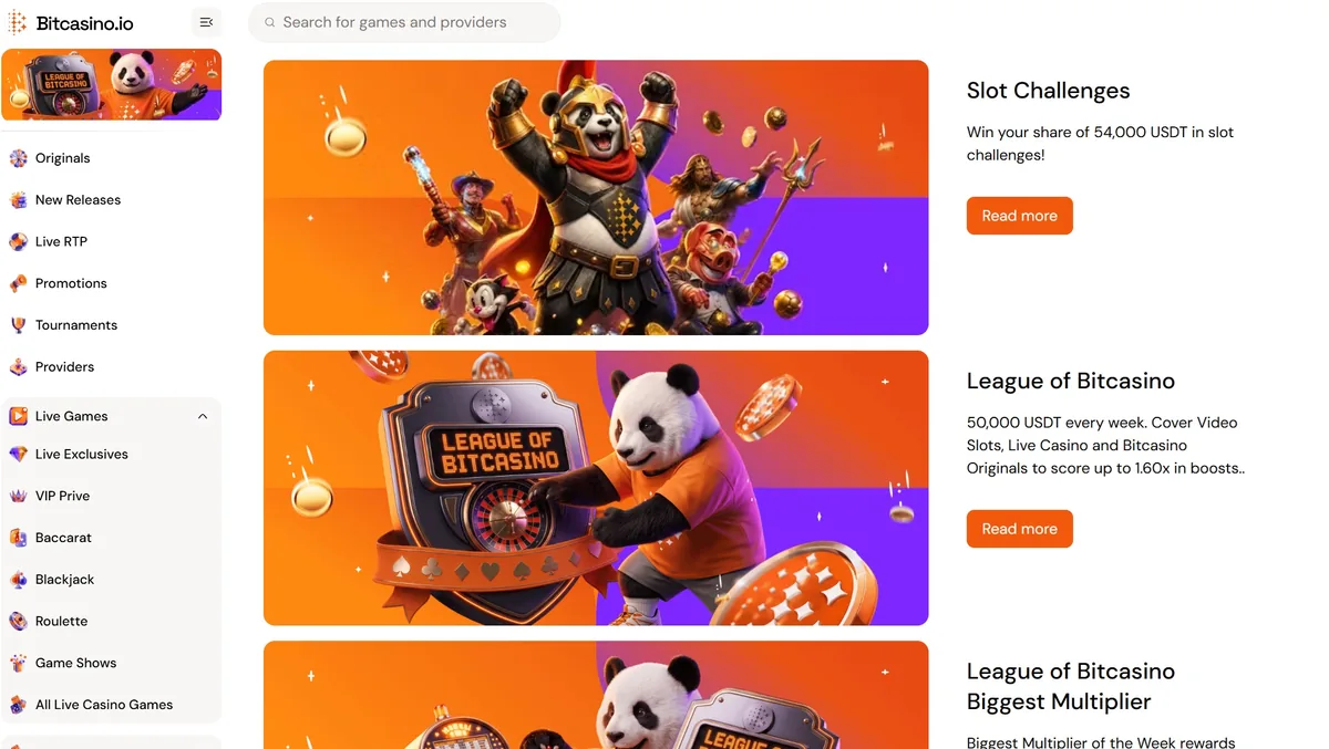 The Bitcasino.io promotions page