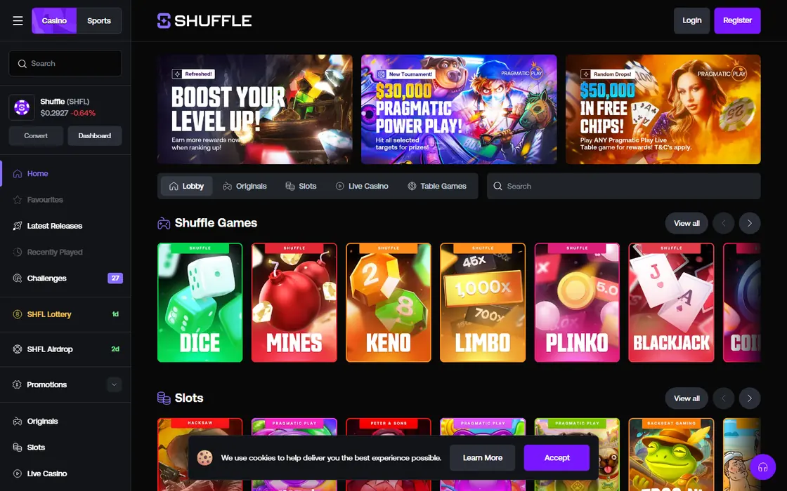 The Shuffle lobby with its originals